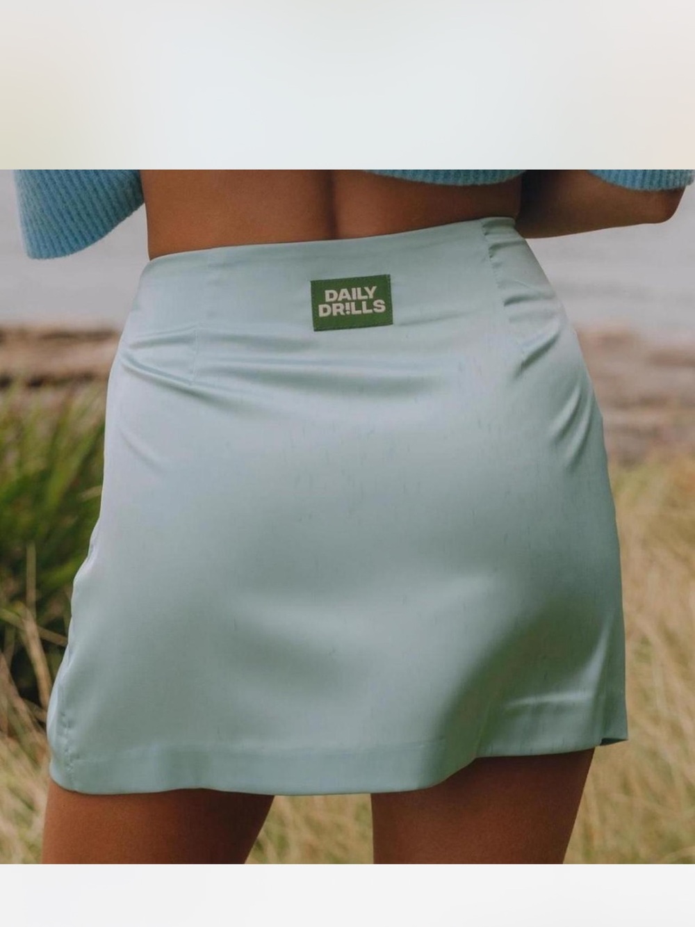 Daily Drills Seafoam Satin Mini Skirt